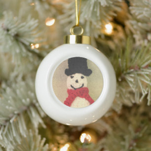 Christmas holiday knitted snowman ornament