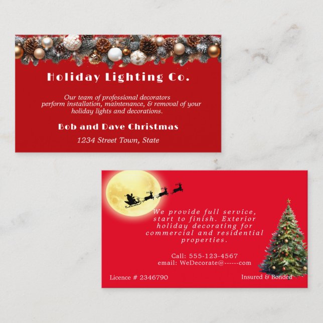 Christmas Holiday Lighting Santa Claus Pretty   Business Card (Front/Back)