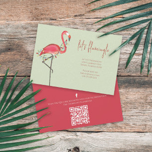 Christmas Holiday Lights Pink Flamingo QR Code Invitation