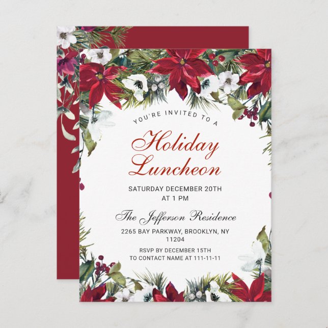 Christmas Holiday Luncheon Invitation Card (Front/Back)