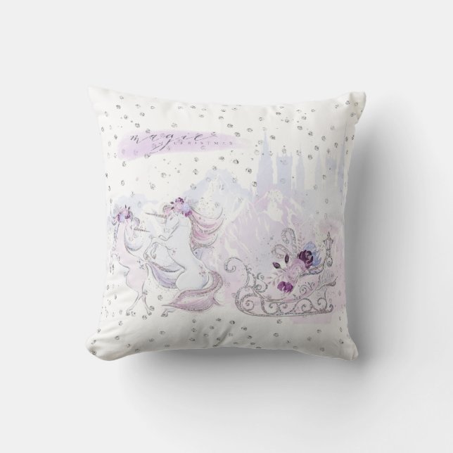 Christmas Holiday - Magic of Christmas - Unicorns Cushion (Front)