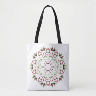 Christmas Holiday Mandala Elegant Custom Floral Tote Bag