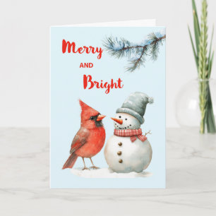 Christmas Holiday Merry and Bright Snowman Card