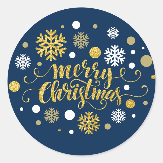Christmas Holiday - Merry Christmas Shimmer Classic Round Sticker (Front)