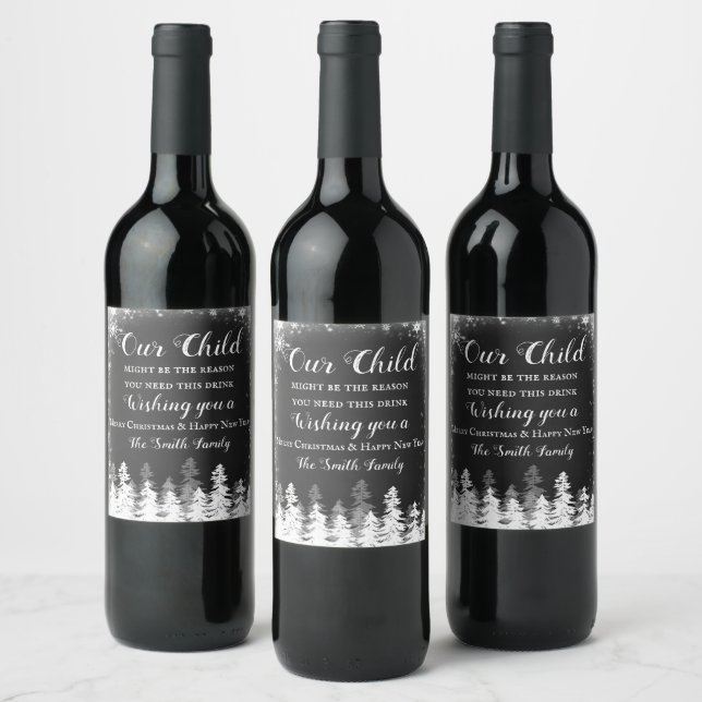 Christmas Holiday Merry Christmas Wine Label (Bottles)