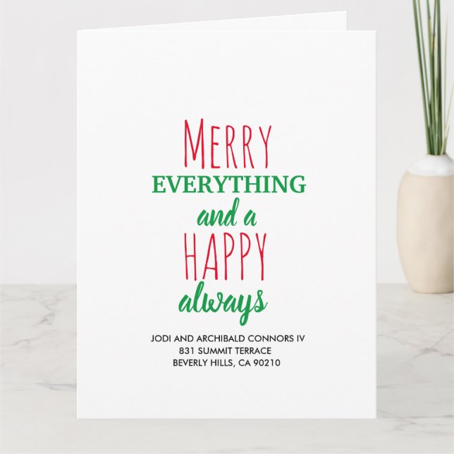 Christmas Holiday Merry Everything Happy Always Card (Front)