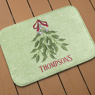Christmas Holiday Merry Mistletoe Whimsical Fun Bath Mat