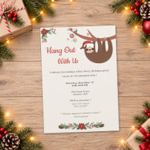 Christmas Holiday Merry Slothmas Party Invitation