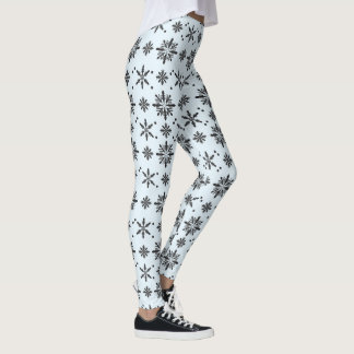 Christmas Holiday Midnight Navy Snowflakes Pattern Leggings
