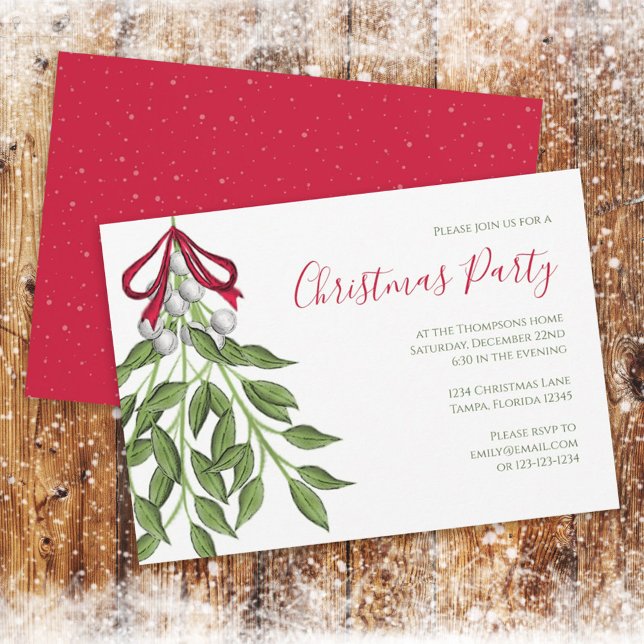 Christmas Holiday Mistletoe Botanical Greenery Invitation (Creator Uploaded)