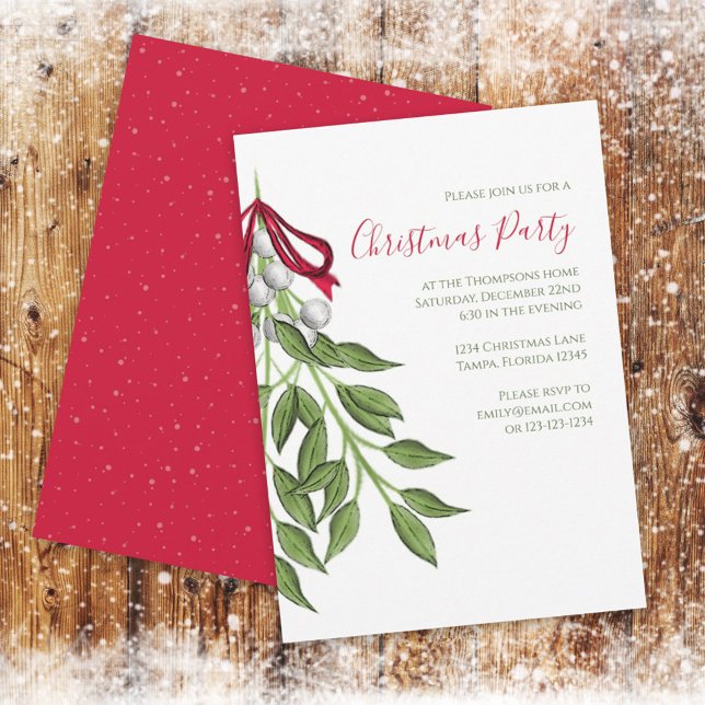 Christmas Holiday Mistletoe Botanical Greenery Invitation (Creator Uploaded)