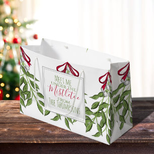 Christmas Holiday Mistletoe Merry Whimsical Cute Large Gift Bag