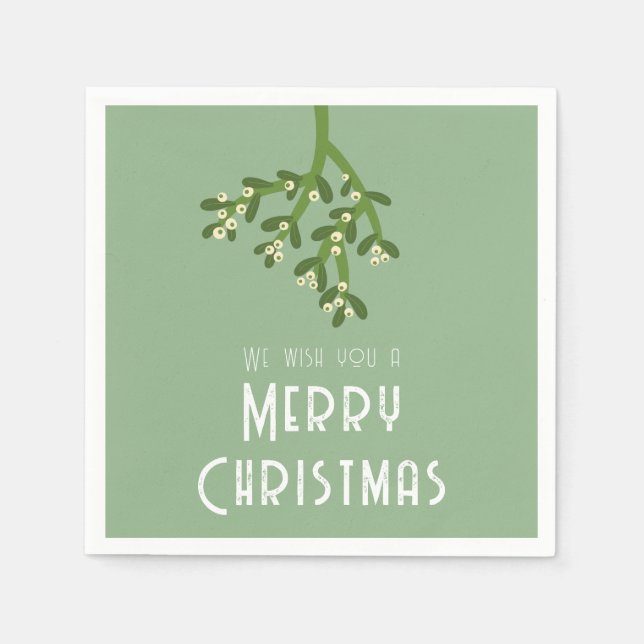 Christmas Holiday Mistletoe Napkin (Front)