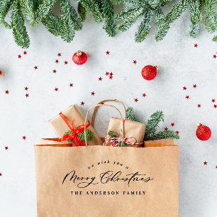 Christmas holiday modern elegant minimal script rubber stamp