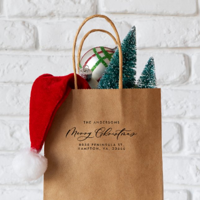 Christmas holiday modern elegant minimal script rubber stamp (Creator Uploaded)