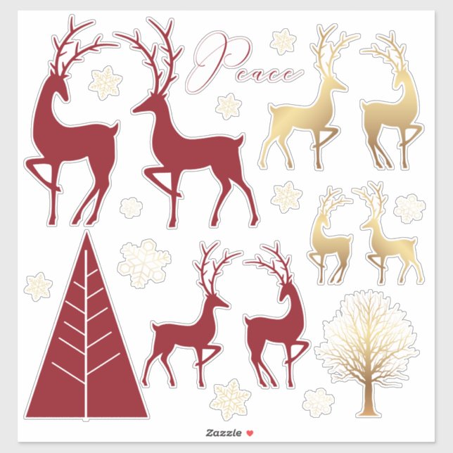 Christmas Holiday Modern Elements Red Gold (Sheet)
