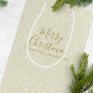 Christmas Holiday Modern Minimalist Gold Snow Medium Gift Bag