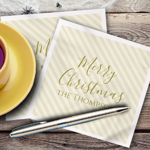Christmas Holiday Modern Minimalist Gold Stripes Napkin