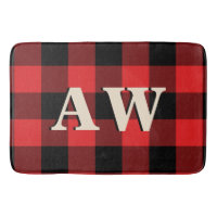 Christmas Holiday Monogram Red Black Gingham