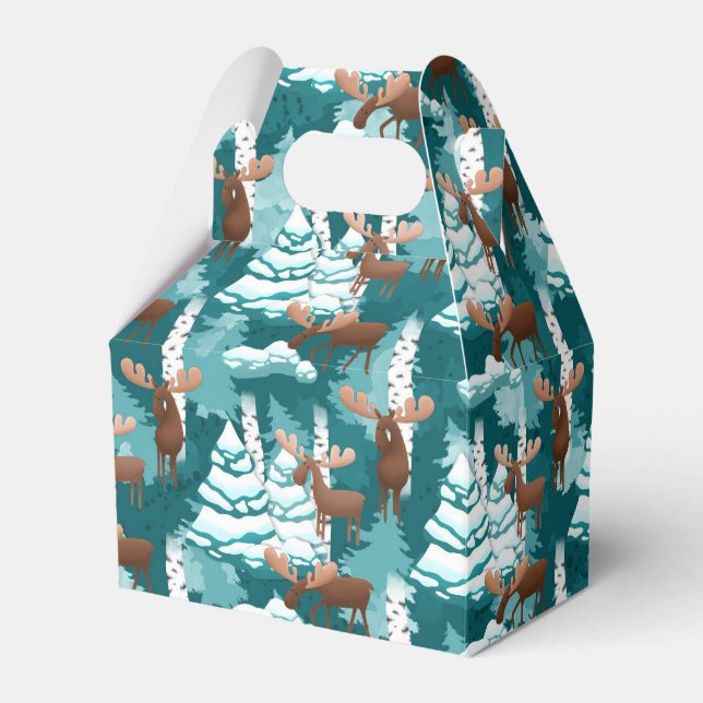 Christmas Holiday Moose party favour box (Front Side)