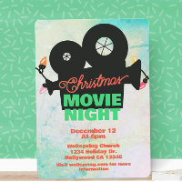 Christmas Holiday Movie Night Event Invitation