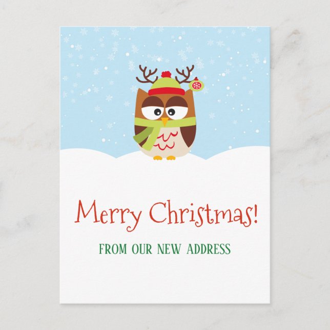 Christmas Holiday Moving Announcement New Address Postcard (Front)