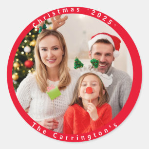 Christmas Holiday Name Customised Classic Round Sticker