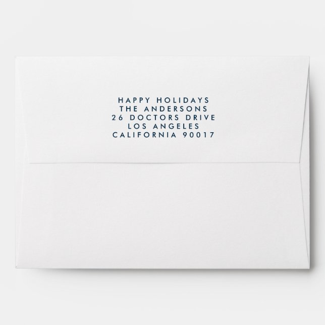 Christmas Holiday Navy Blue Botanical Address Envelope (Back (Top Flap))