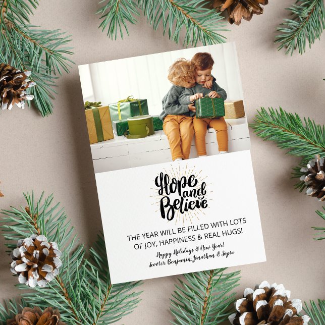 Christmas Holiday, New Year  Hope & Believe Photo Holiday Card (Creator Uploaded)