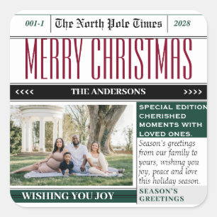 Christmas Holiday Newspaper themed Sticker