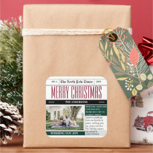 Christmas Holiday Newspaper themed Sticker