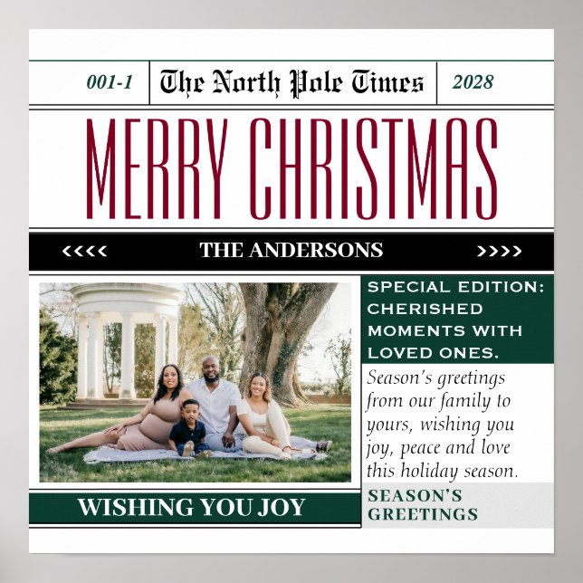 Christmas Holiday Newspaper themed Sticker Poster (Front)