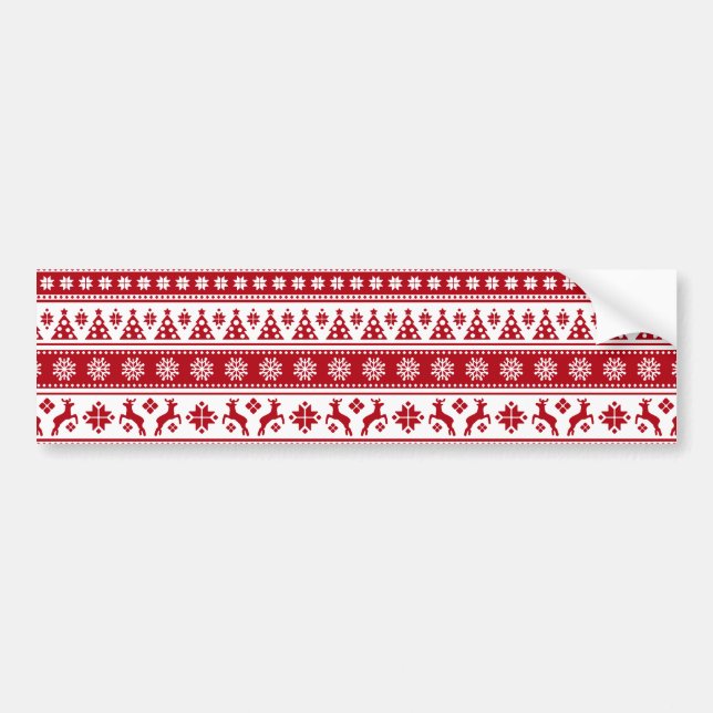 Christmas Holiday Nordic Pattern Cosy Bumper Sticker (Front)