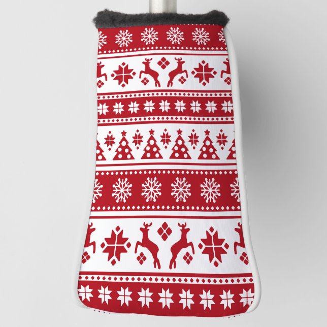 Christmas Holiday Nordic Pattern Cosy Golf Head Cover (Rotate 90)