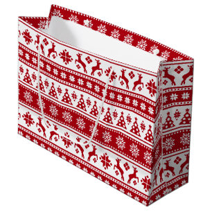 Christmas Holiday Nordic Pattern Cosy Large Gift Bag