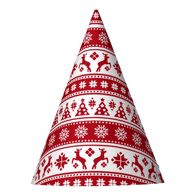 Christmas Holiday Nordic Pattern Cosy Party Hat (Front)
