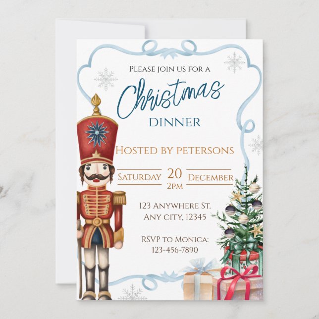 Christmas Holiday Nutcracker Dinner Invitation (Front)
