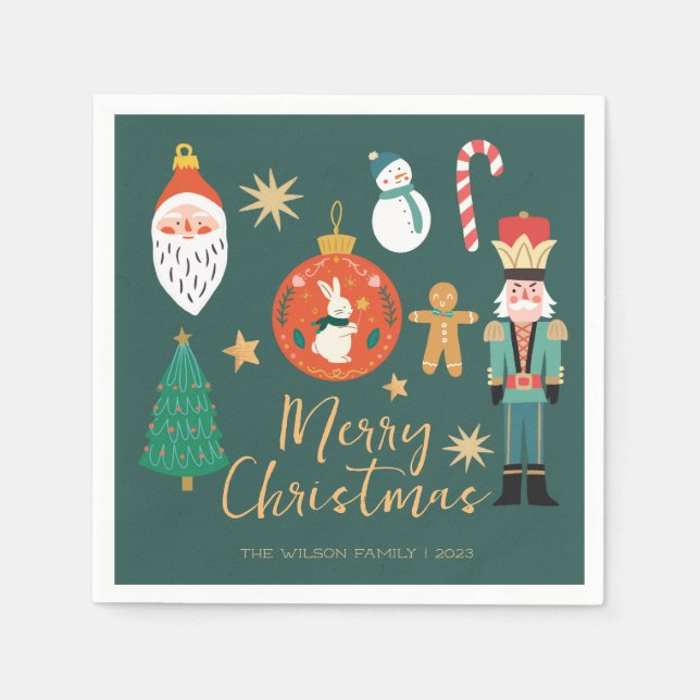 Christmas Holiday Nutcracker Santa Cookie Napkin (Front)