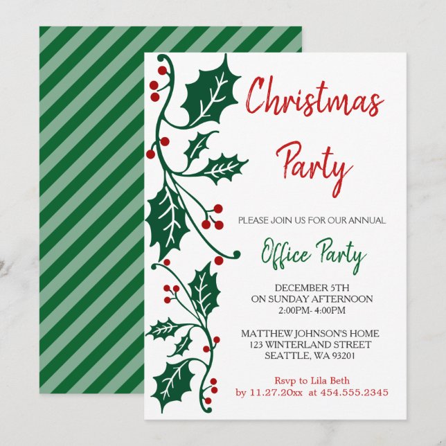 Christmas Holiday Office Design Invitation (Front/Back)