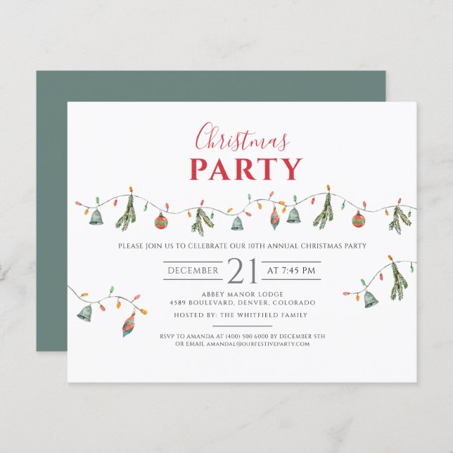 Christmas Holiday Office Party Budget Invitation (Front/Back)