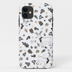 Christmas Holiday Oh Deer Reindeer SeamlessPattern Case-Mate iPhone Case