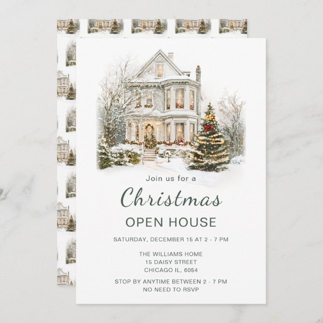 Christmas Holiday Open House Invitation (Front/Back)
