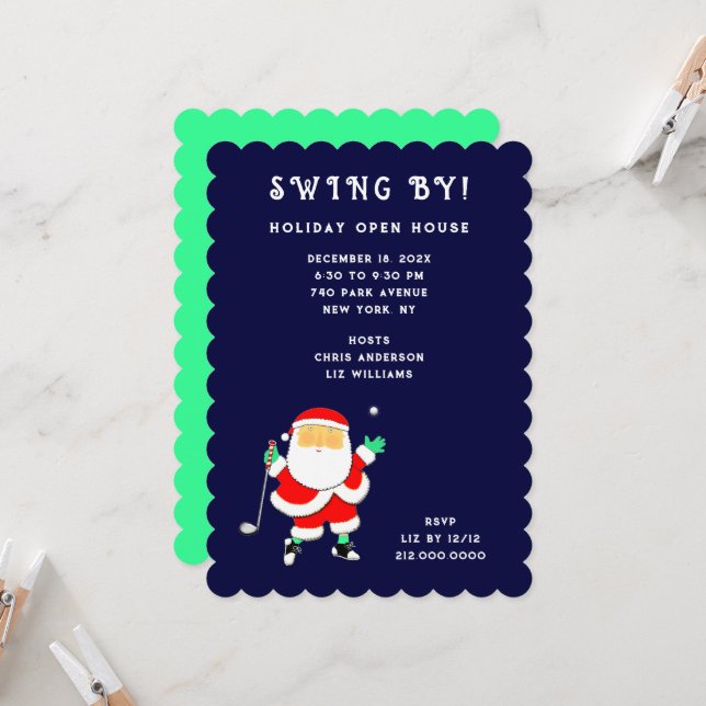 Christmas Holiday Open House Invitations (Front/Back In Situ)