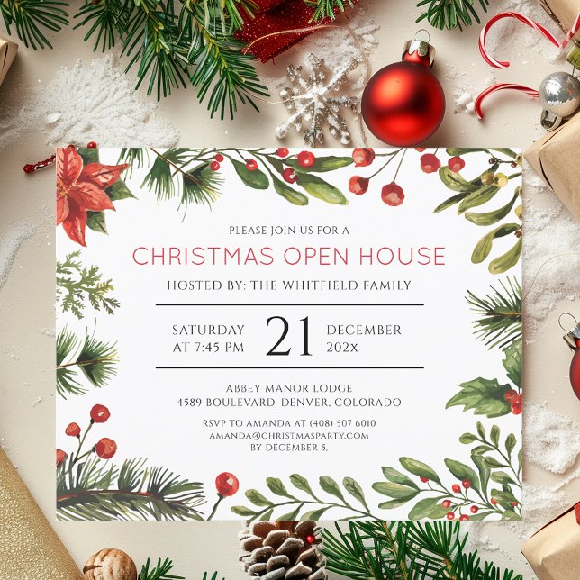 Christmas Holiday Open House Party Invitation (Christmas Holiday Open House Party Invitation)