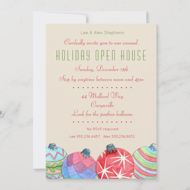 Christmas Holiday Open House Party Invitation (Front)
