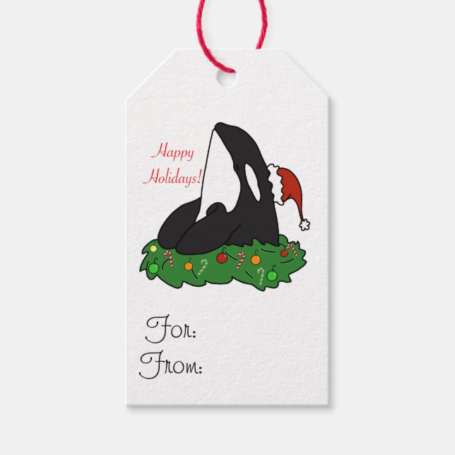 Christmas Holiday Orca Gift Tags (Front)
