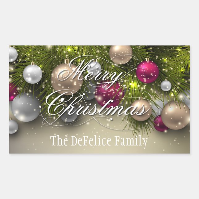Christmas Holiday Ornaments Multi Colour Rectangular Sticker (Front)