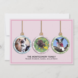 Christmas Holiday Ornaments Pet Photo Card