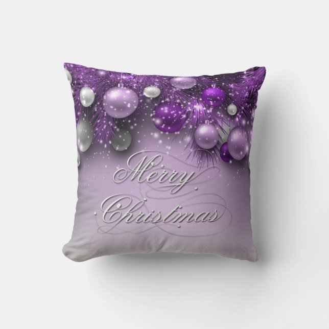 Christmas Holiday Ornaments - Purples Cushion (Front)