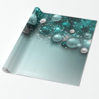 Christmas Holiday Ornaments - Teal Wrapping Paper